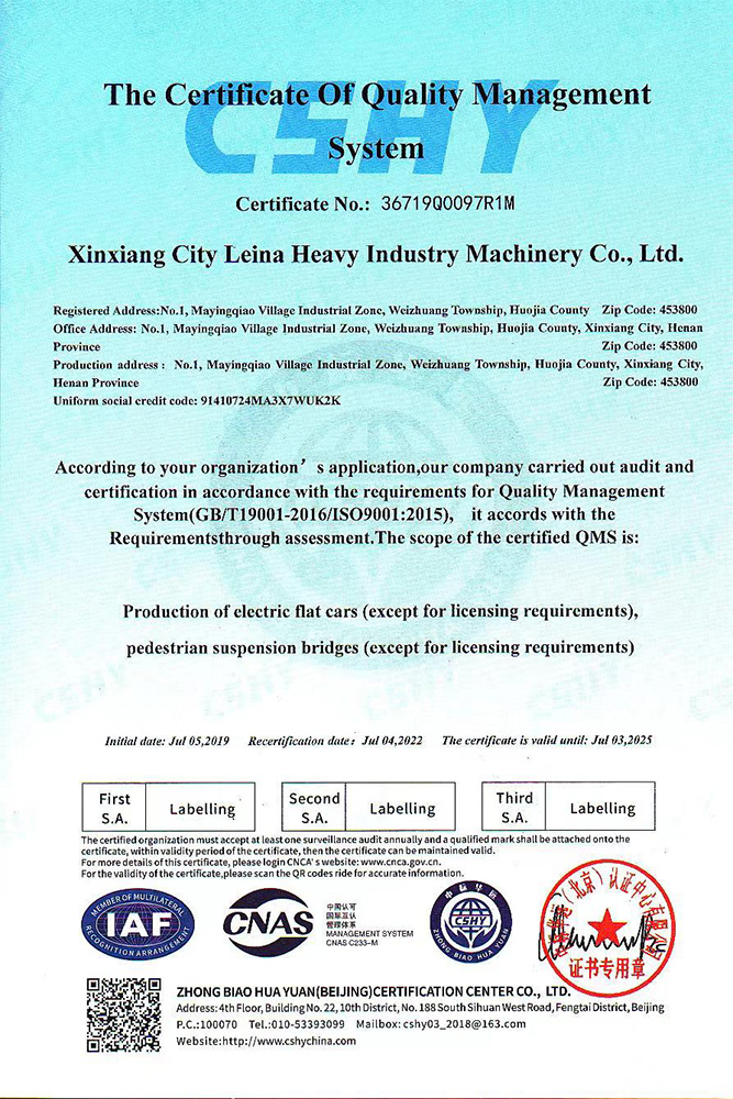 Certifikatet for kvalitetsstyringssystem